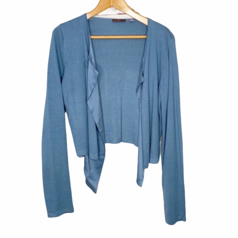 CULLEN Blue Waterfall Draped Cardigan Sweater S